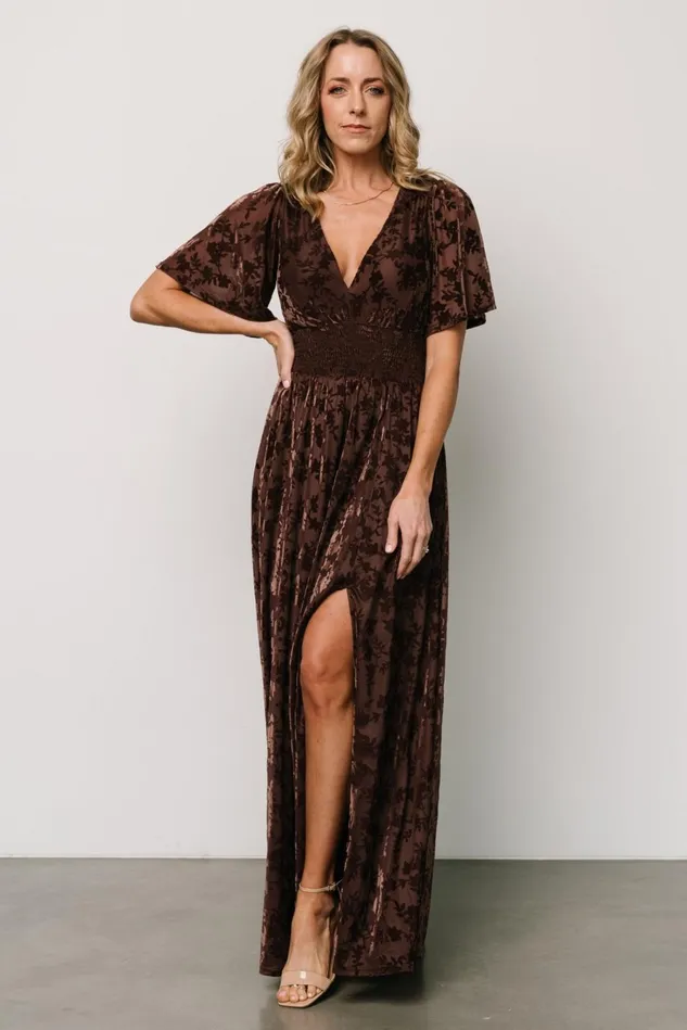 Baltic Born Bump Friendly Women Veronica Velvet Maxi Dress Espresso Baltic Born Bump Friendly Women Veronica Velvet Maxi Dress Espresso