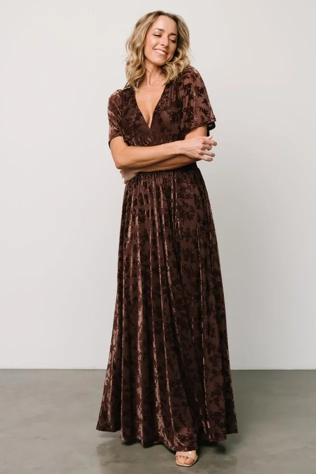 Baltic Born Bump Friendly Women Veronica Velvet Maxi Dress Espresso Baltic Born Bump Friendly Women Veronica Velvet Maxi Dress Espresso