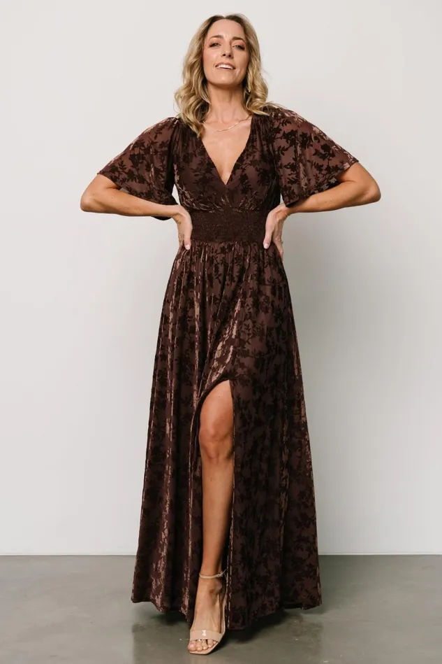 Baltic Born Bump Friendly Women Veronica Velvet Maxi Dress Espresso Baltic Born Bump Friendly Women Veronica Velvet Maxi Dress Espresso