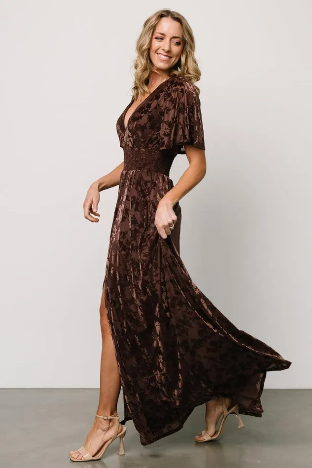 Baltic Born Bump Friendly Women Veronica Velvet Maxi Dress Espresso Baltic Born Bump Friendly Women Veronica Velvet Maxi Dress Espresso