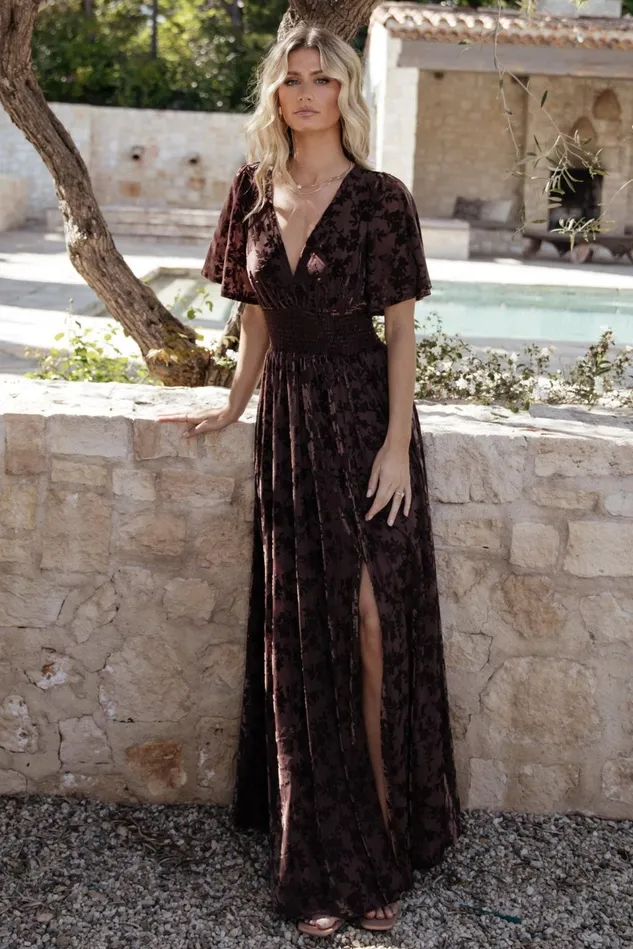 Baltic Born Bump Friendly Women Veronica Velvet Maxi Dress Espresso Baltic Born Bump Friendly Women Veronica Velvet Maxi Dress Espresso