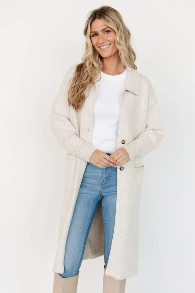 Baltic Born Cardigans Women Ontario Long Button Cardigan Oatmeal