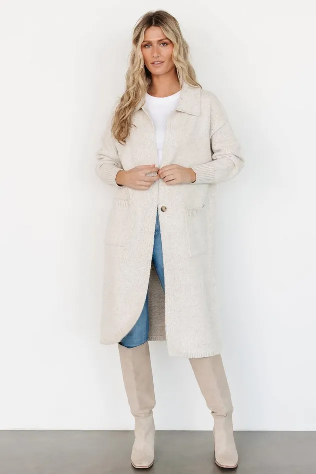 Baltic Born Cardigans Women Ontario Long Button Cardigan Oatmeal Baltic Born Cardigans Women Ontario Long Button Cardigan Oatmeal