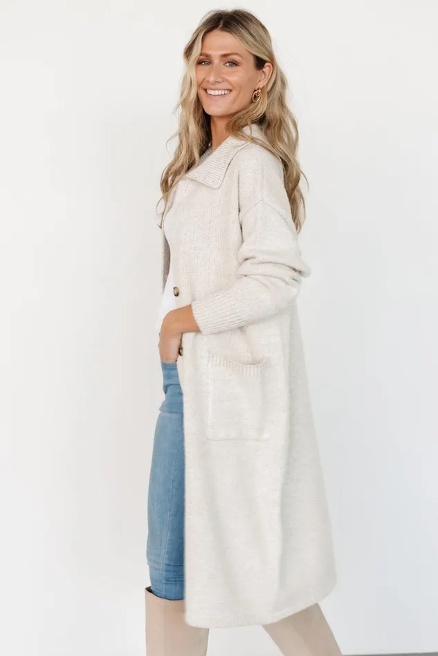 Baltic Born Cardigans Women Ontario Long Button Cardigan Oatmeal Baltic Born Cardigans Women Ontario Long Button Cardigan Oatmeal