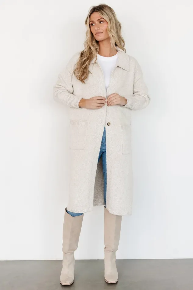 Baltic Born Cardigans Women Ontario Long Button Cardigan Oatmeal Baltic Born Cardigans Women Ontario Long Button Cardigan Oatmeal