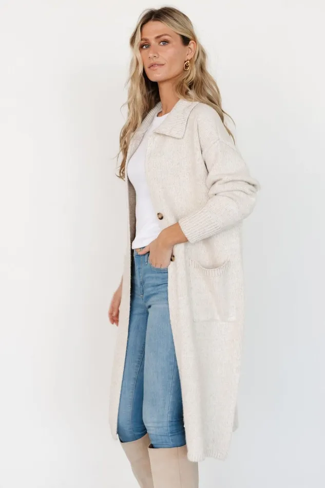 Baltic Born Cardigans Women Ontario Long Button Cardigan Oatmeal Baltic Born Cardigans Women Ontario Long Button Cardigan Oatmeal