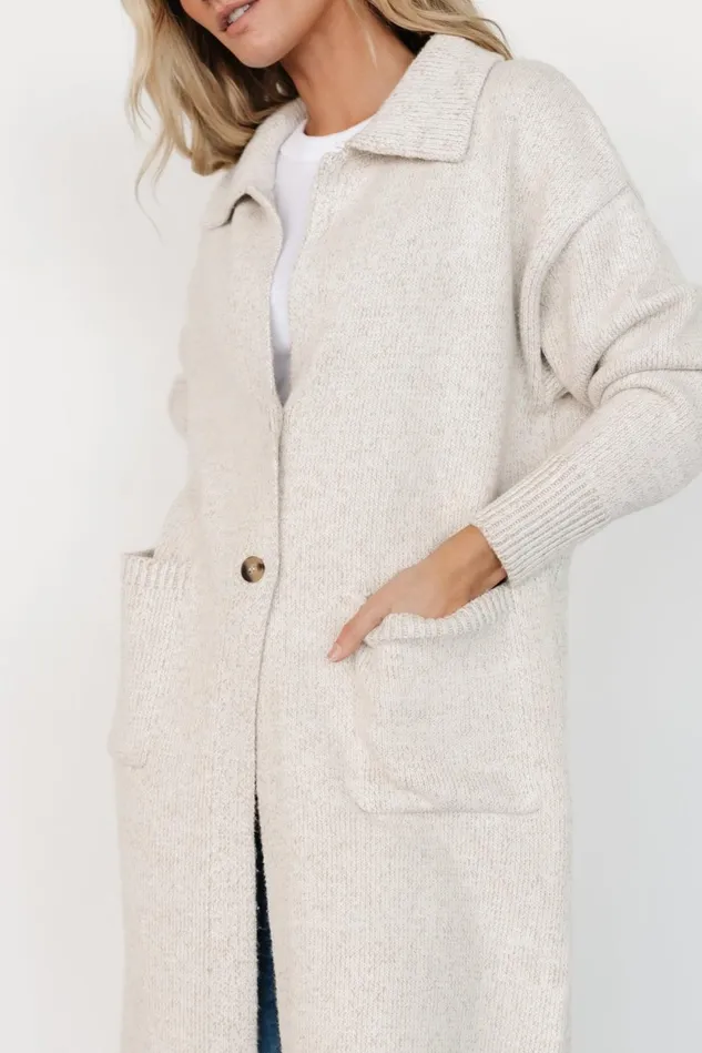 Baltic Born Cardigans Women Ontario Long Button Cardigan Oatmeal Baltic Born Cardigans Women Ontario Long Button Cardigan Oatmeal