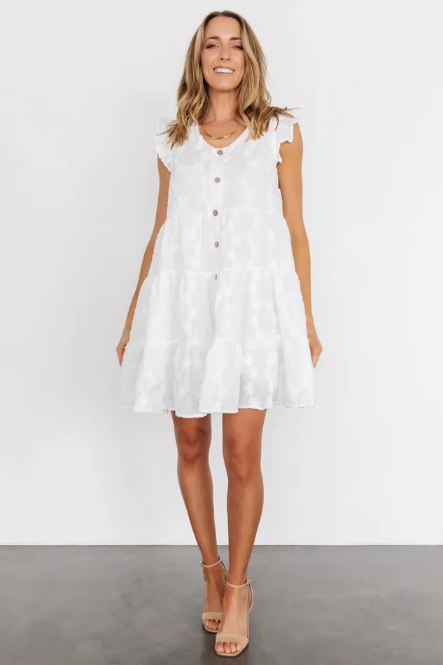 Baltic Born Cover Ups Women Kayla Button Up Short Dress Off White