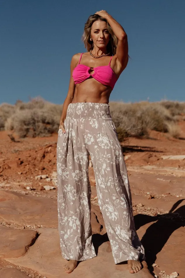 Baltic Born Cover Ups Women Malta Smocked Waist Pants Sand White