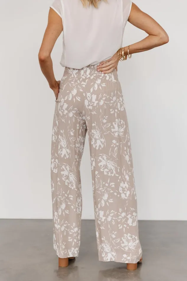 Baltic Born Cover Ups Women Malta Smocked Waist Pants Sand White Baltic Born Cover Ups Women Malta Smocked Waist Pants Sand White