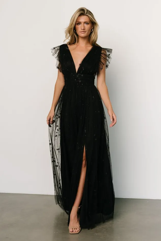 Baltic Born Embellished Sequin Women Nova Shimmer Maxi Dress Black Baltic Born Embellished Sequin Women Nova Shimmer Maxi Dress Black