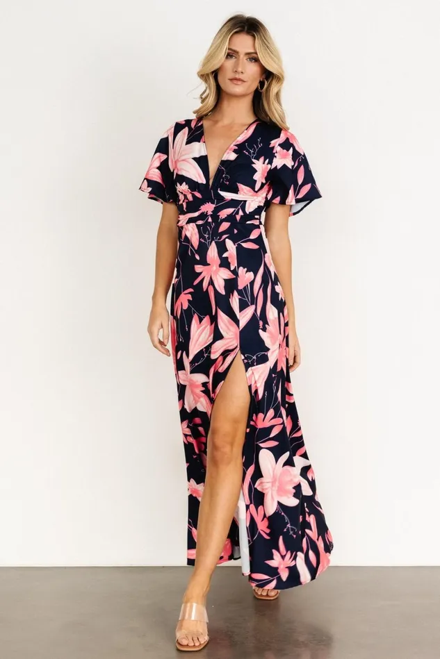 Baltic Born Maxi Dresses Women Dina Maxi Dress Navy Pink Floral Baltic Born Maxi Dresses Women Dina Maxi Dress Navy Pink Floral