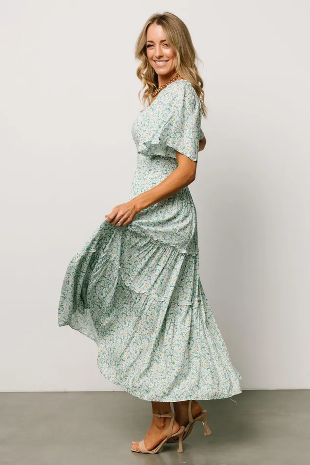 Baltic Born Maxi Dresses Women Regina Smocked Maxi Dress Green Floral Baltic Born Maxi Dresses Women Regina Smocked Maxi Dress Green Floral