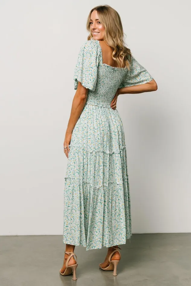 Baltic Born Maxi Dresses Women Regina Smocked Maxi Dress Green Floral Baltic Born Maxi Dresses Women Regina Smocked Maxi Dress Green Floral