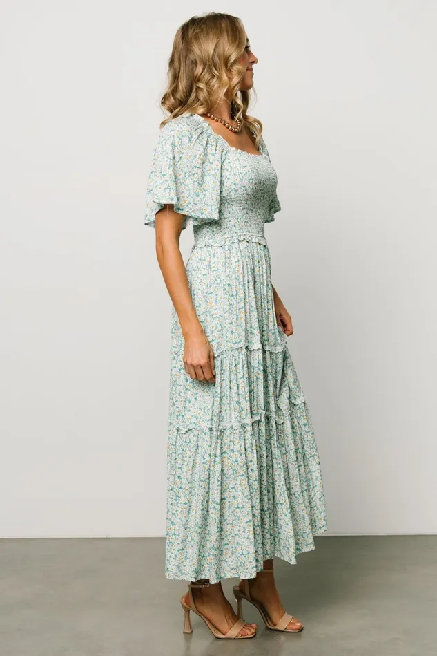 Baltic Born Maxi Dresses Women Regina Smocked Maxi Dress Green Floral Baltic Born Maxi Dresses Women Regina Smocked Maxi Dress Green Floral