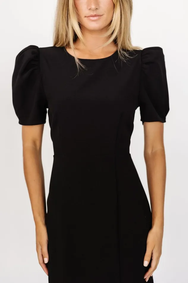 Baltic Born Midi Dresses Women Younge Puff Sleeve Midi Dress Black Baltic Born Midi Dresses Women Younge Puff Sleeve Midi Dress Black