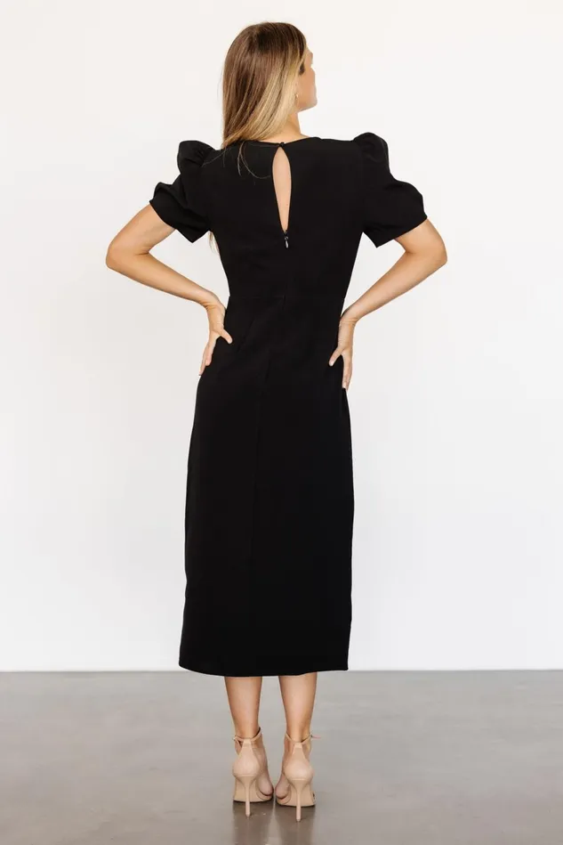 Baltic Born Midi Dresses Women Younge Puff Sleeve Midi Dress Black Baltic Born Midi Dresses Women Younge Puff Sleeve Midi Dress Black