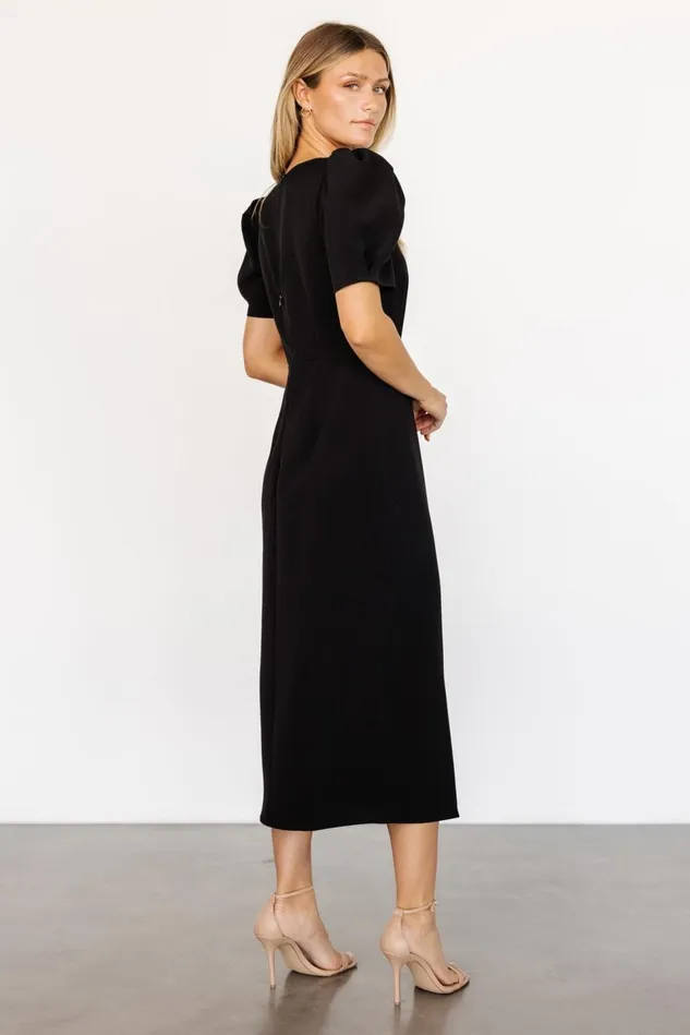 Baltic Born Midi Dresses Women Younge Puff Sleeve Midi Dress Black Baltic Born Midi Dresses Women Younge Puff Sleeve Midi Dress Black