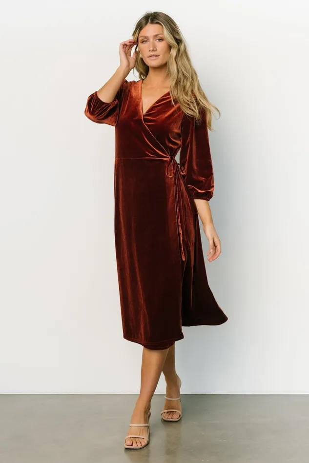 Baltic Born Mother Of The Bride Women Beckinsale Velvet Wrap Dress Cinnamon Baltic Born Mother Of The Bride Women Beckinsale Velvet Wrap Dress Cinnamon