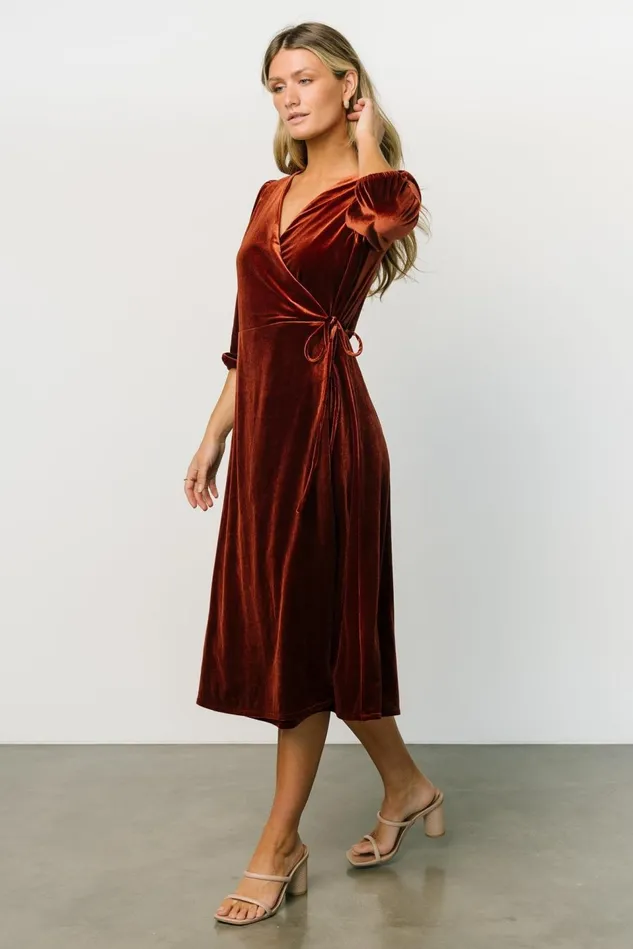 Baltic Born Mother Of The Bride Women Beckinsale Velvet Wrap Dress Cinnamon Baltic Born Mother Of The Bride Women Beckinsale Velvet Wrap Dress Cinnamon
