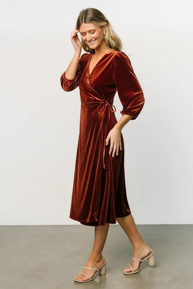 Baltic Born Mother Of The Bride Women Beckinsale Velvet Wrap Dress Cinnamon Baltic Born Mother Of The Bride Women Beckinsale Velvet Wrap Dress Cinnamon