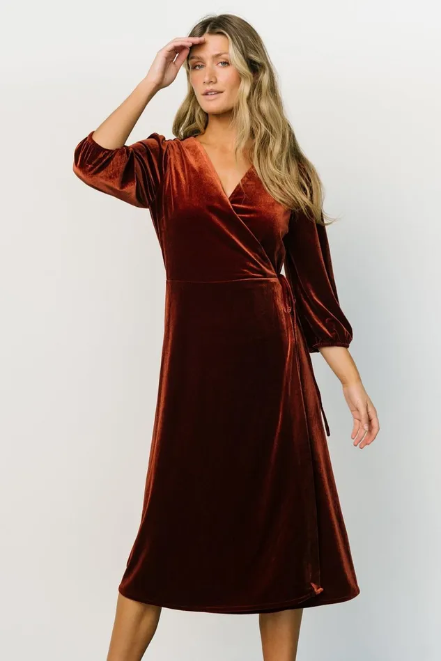Baltic Born Mother Of The Bride Women Beckinsale Velvet Wrap Dress Cinnamon Baltic Born Mother Of The Bride Women Beckinsale Velvet Wrap Dress Cinnamon