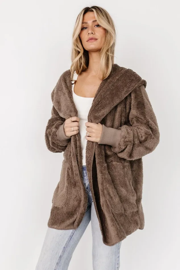 Baltic Born Outerwear Women Melrose Teddy Jacket Brown