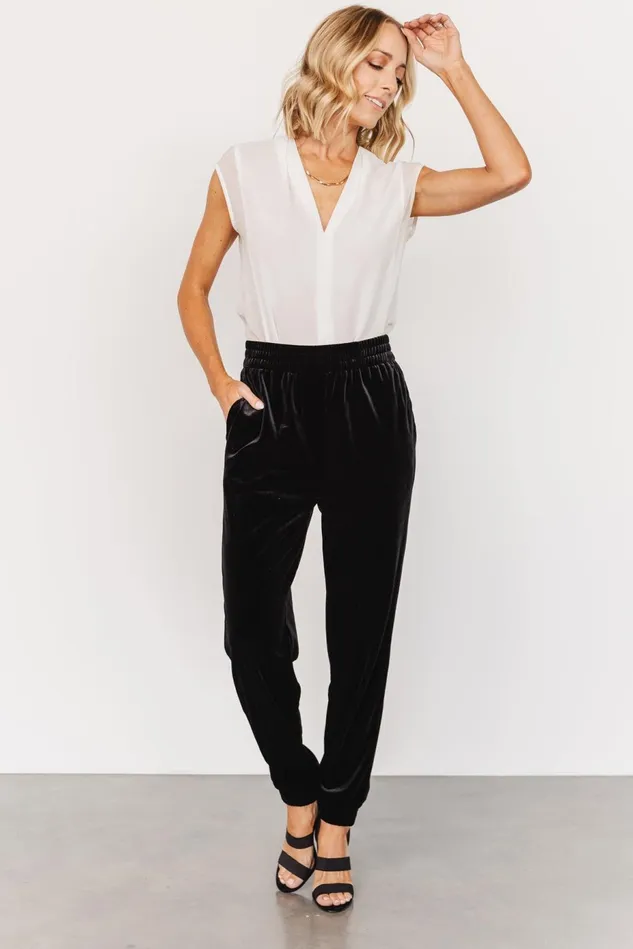 Baltic Born Pants Women Archie Velvet Jogger Pants Black