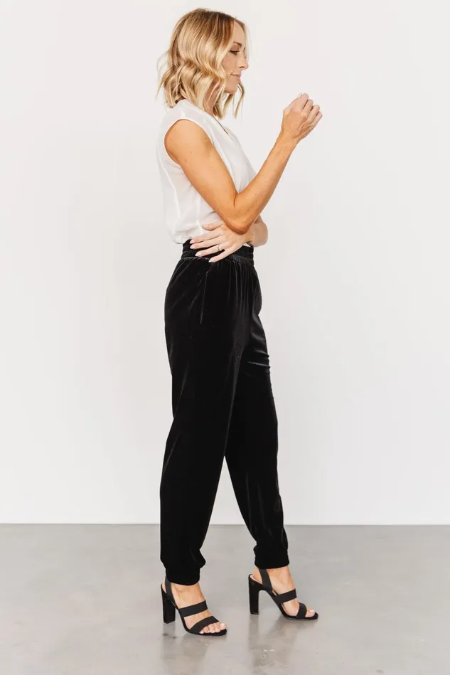 Baltic Born Pants Women Archie Velvet Jogger Pants Black