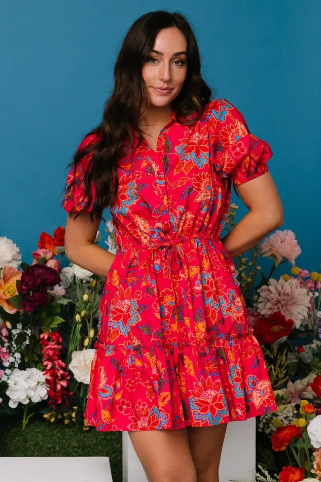 Baltic Born Short Dresses Women Lara Ruffle Short Dress Fuchsia Floral Baltic Born Short Dresses Women Lara Ruffle Short Dress Fuchsia Floral