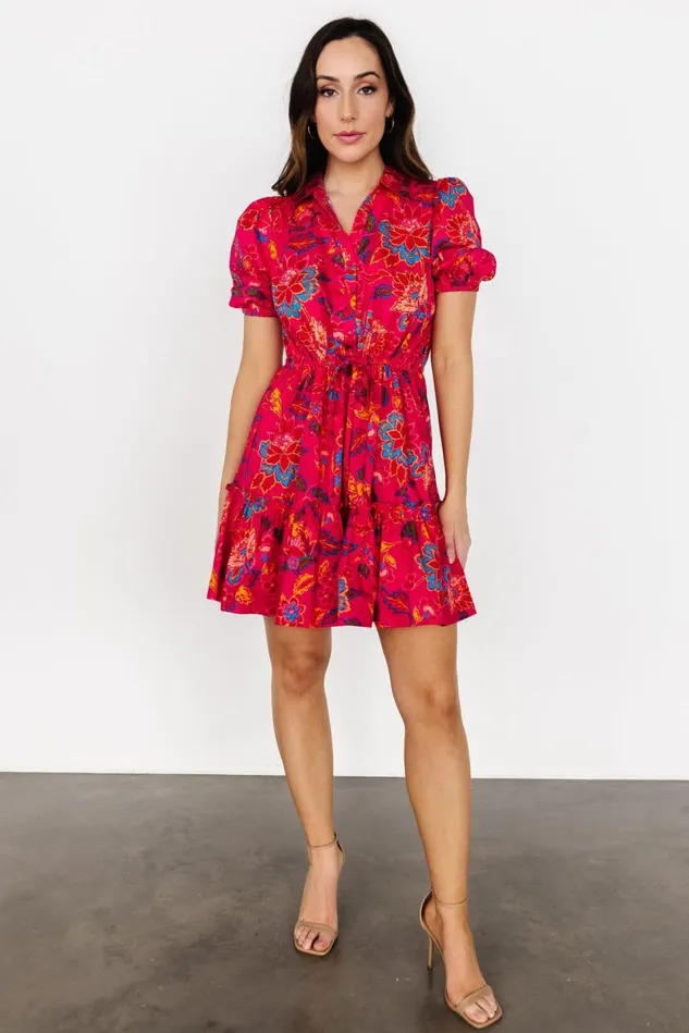 Baltic Born Short Dresses Women Lara Ruffle Short Dress Fuchsia Floral Baltic Born Short Dresses Women Lara Ruffle Short Dress Fuchsia Floral