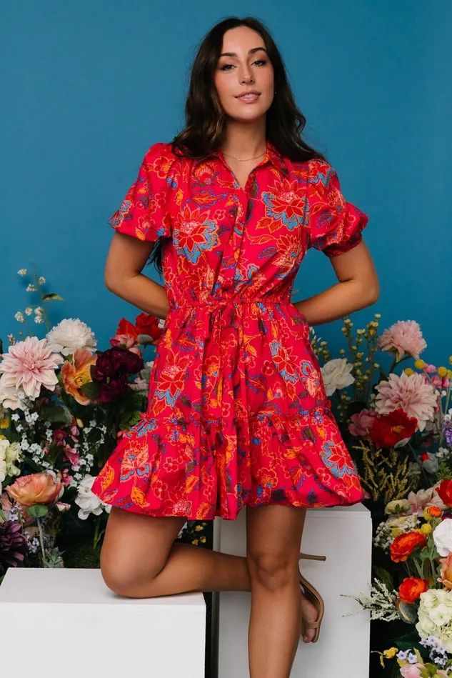Baltic Born Short Dresses Women Lara Ruffle Short Dress Fuchsia Floral Baltic Born Short Dresses Women Lara Ruffle Short Dress Fuchsia Floral