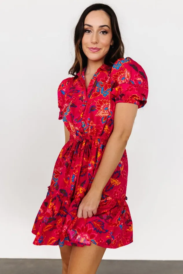 Baltic Born Short Dresses Women Lara Ruffle Short Dress Fuchsia Floral Baltic Born Short Dresses Women Lara Ruffle Short Dress Fuchsia Floral