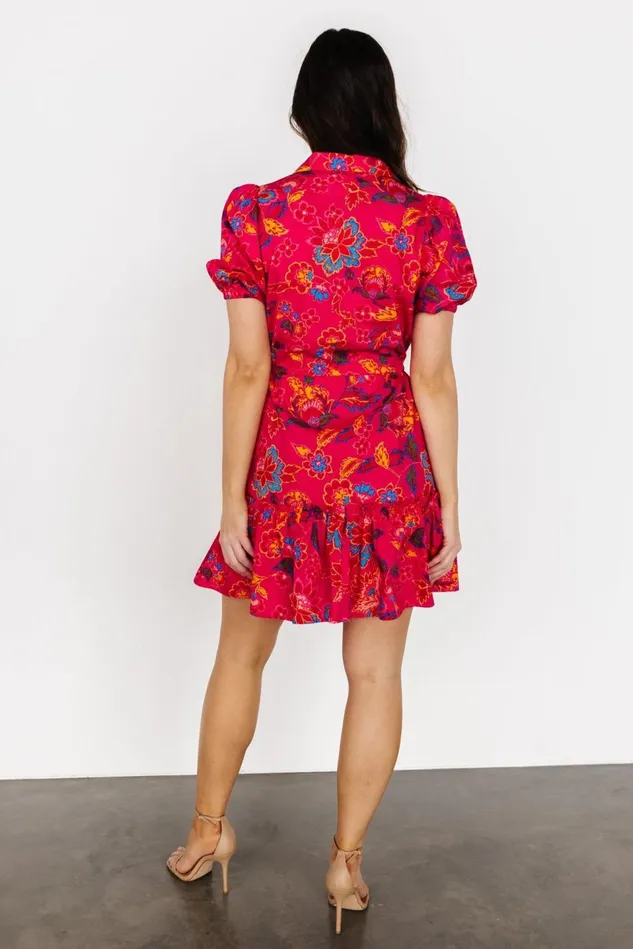 Baltic Born Short Dresses Women Lara Ruffle Short Dress Fuchsia Floral Baltic Born Short Dresses Women Lara Ruffle Short Dress Fuchsia Floral