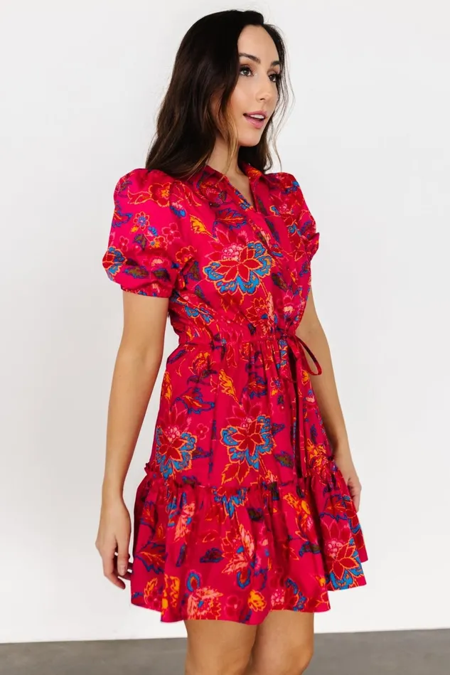 Baltic Born Short Dresses Women Lara Ruffle Short Dress Fuchsia Floral Baltic Born Short Dresses Women Lara Ruffle Short Dress Fuchsia Floral