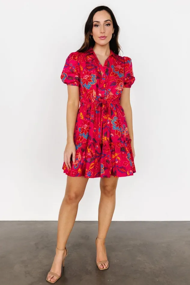 Baltic Born Short Dresses Women Lara Ruffle Short Dress Fuchsia Floral Baltic Born Short Dresses Women Lara Ruffle Short Dress Fuchsia Floral