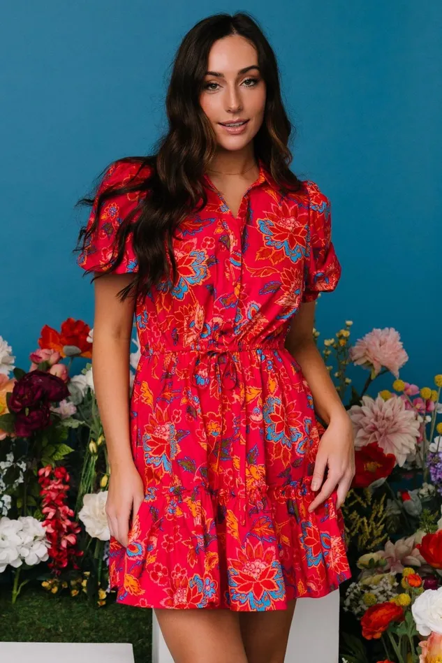 Baltic Born Short Dresses Women Lara Ruffle Short Dress Fuchsia Floral Baltic Born Short Dresses Women Lara Ruffle Short Dress Fuchsia Floral