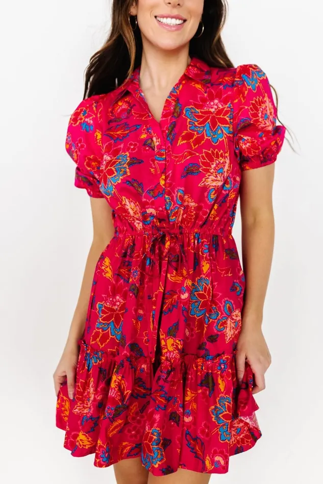 Baltic Born Short Dresses Women Lara Ruffle Short Dress Fuchsia Floral Baltic Born Short Dresses Women Lara Ruffle Short Dress Fuchsia Floral