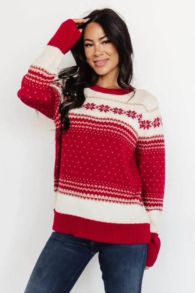 Baltic Born Sweaters Women Griffin Knit Sweater Red Multi