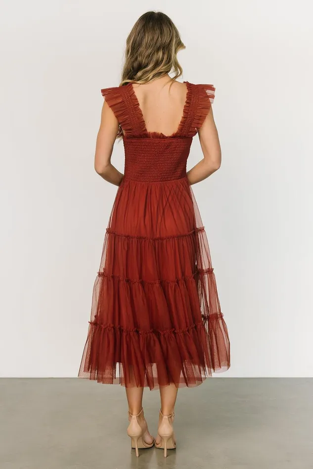 Baltic Born Tulle Styles Women Emma Smocked Tulle Dress Oxblood Baltic Born Tulle Styles Women Emma Smocked Tulle Dress Oxblood