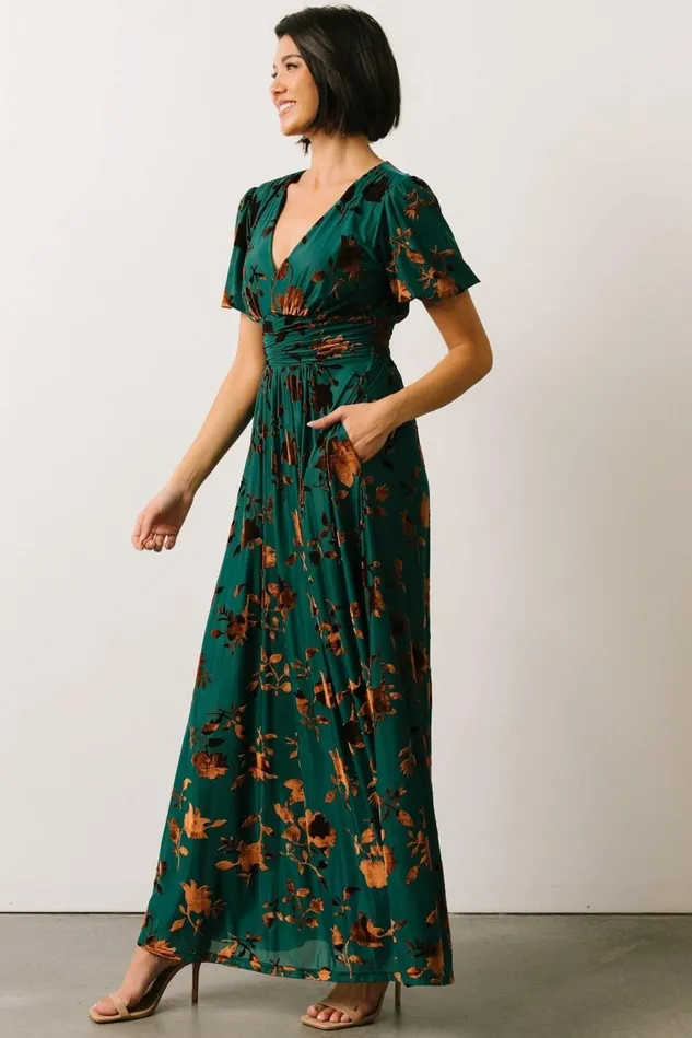 Baltic Born Wedding Guest Women Leslie Velvet Maxi Dress Bronze Jade Baltic Born Wedding Guest Women Leslie Velvet Maxi Dress Bronze Jade