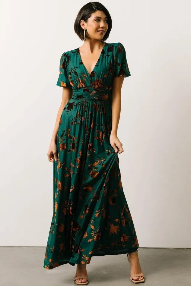 Baltic Born Wedding Guest Women Leslie Velvet Maxi Dress Bronze Jade Baltic Born Wedding Guest Women Leslie Velvet Maxi Dress Bronze Jade