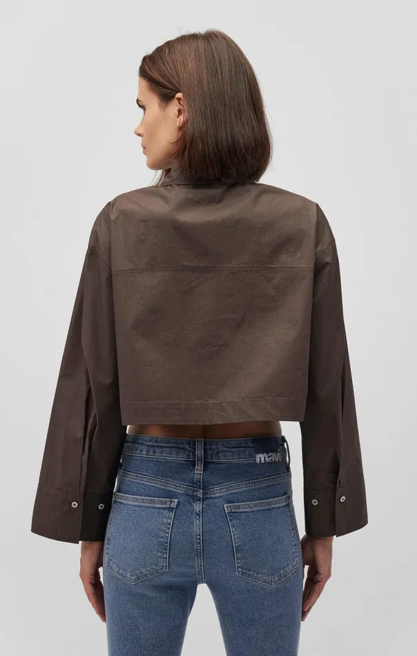 Bell Sleeve Cropped Shirt In Forest Night Women Mavi Jeans Shirts