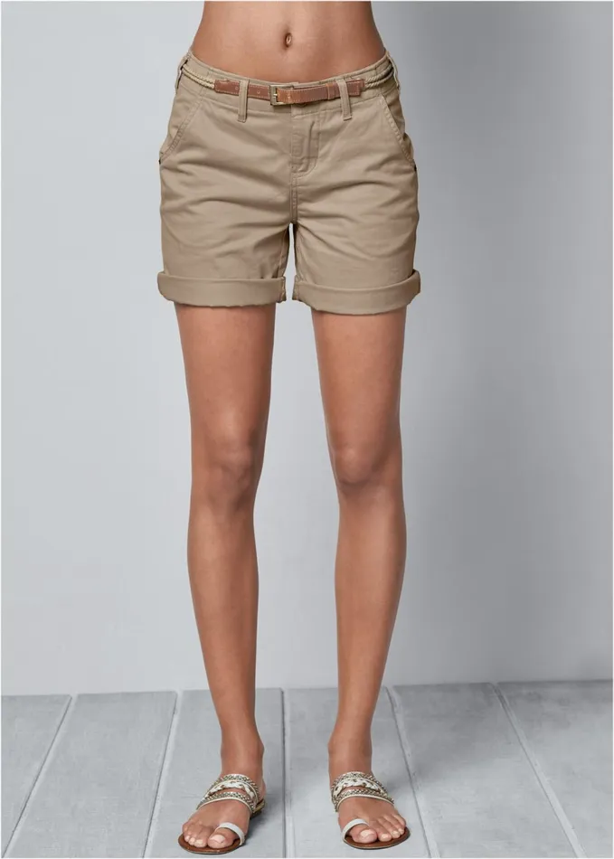 BELTED CUFFED SHORTS Khaki Women VENUS Shorts
