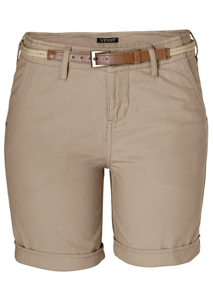 BELTED CUFFED SHORTS Khaki Women VENUS Shorts