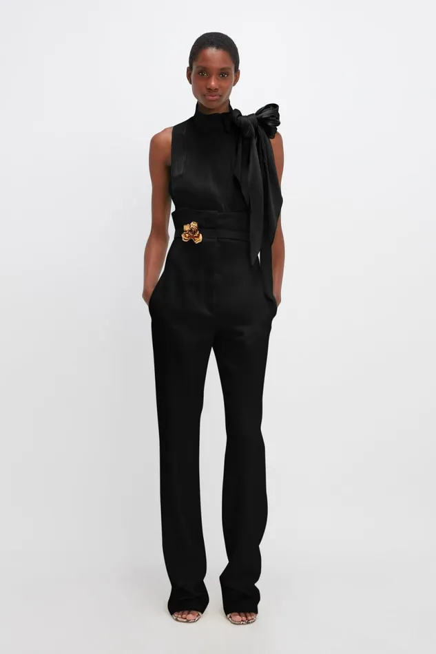 Belts Women Victoria Beckham Exclusive Flower Belt In Black And Gold Belts Women Victoria Beckham Exclusive Flower Belt In Black And Gold