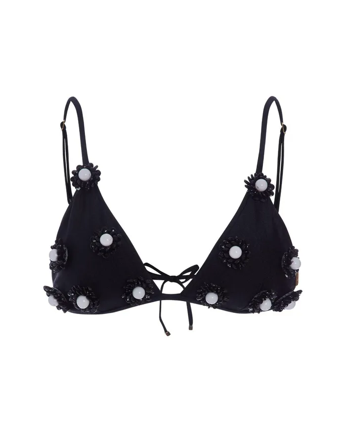 Bikinis Women PatBO Flower Beaded Bikini Top FINAL SALE
