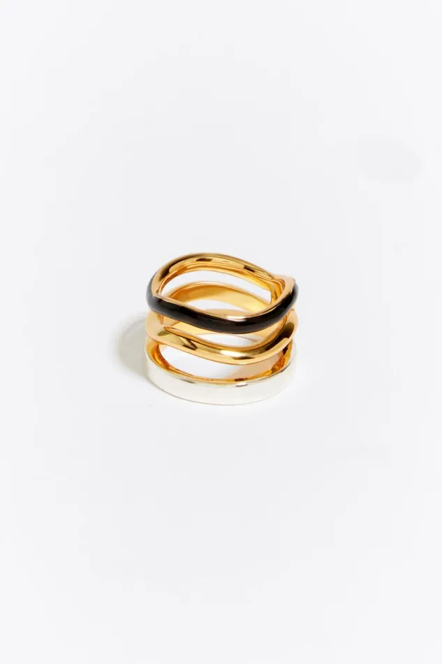 Black Bands Logo Ring Black Women Bimba Y Lola Jewelry