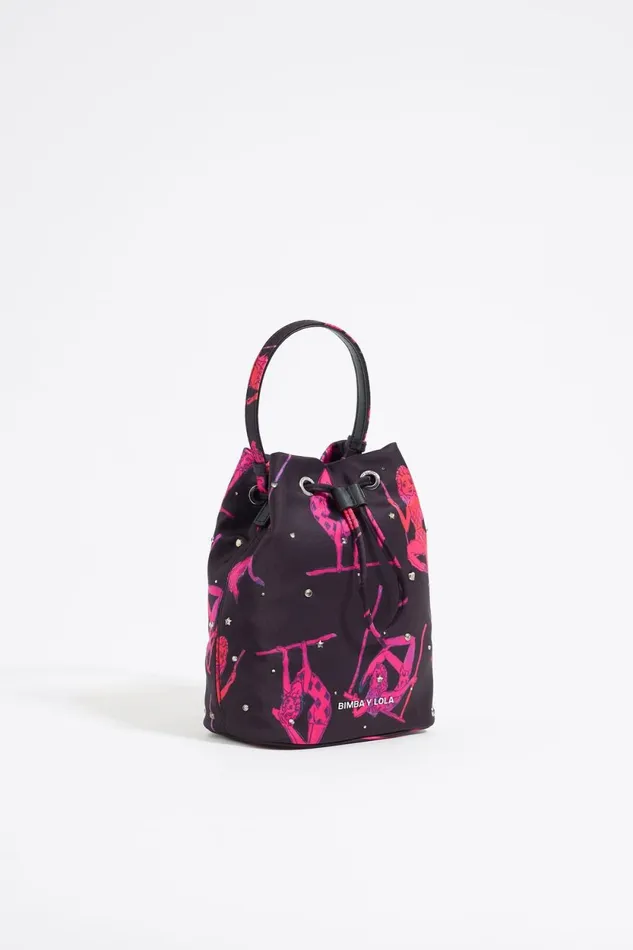 Black Circus Satin And Crystal Bucket Bag Circus Girls Black Women Bimba Y Lola Mini Bags Black Circus Satin And Crystal Bucket Bag Circus Girls Black Women Bimba Y Lola Mini Bags