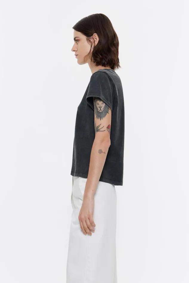 Black Cotton Logo Tshirt Washed Black Women Bimba Y Lola TShirts Black Cotton Logo Tshirt Washed Black Women Bimba Y Lola TShirts